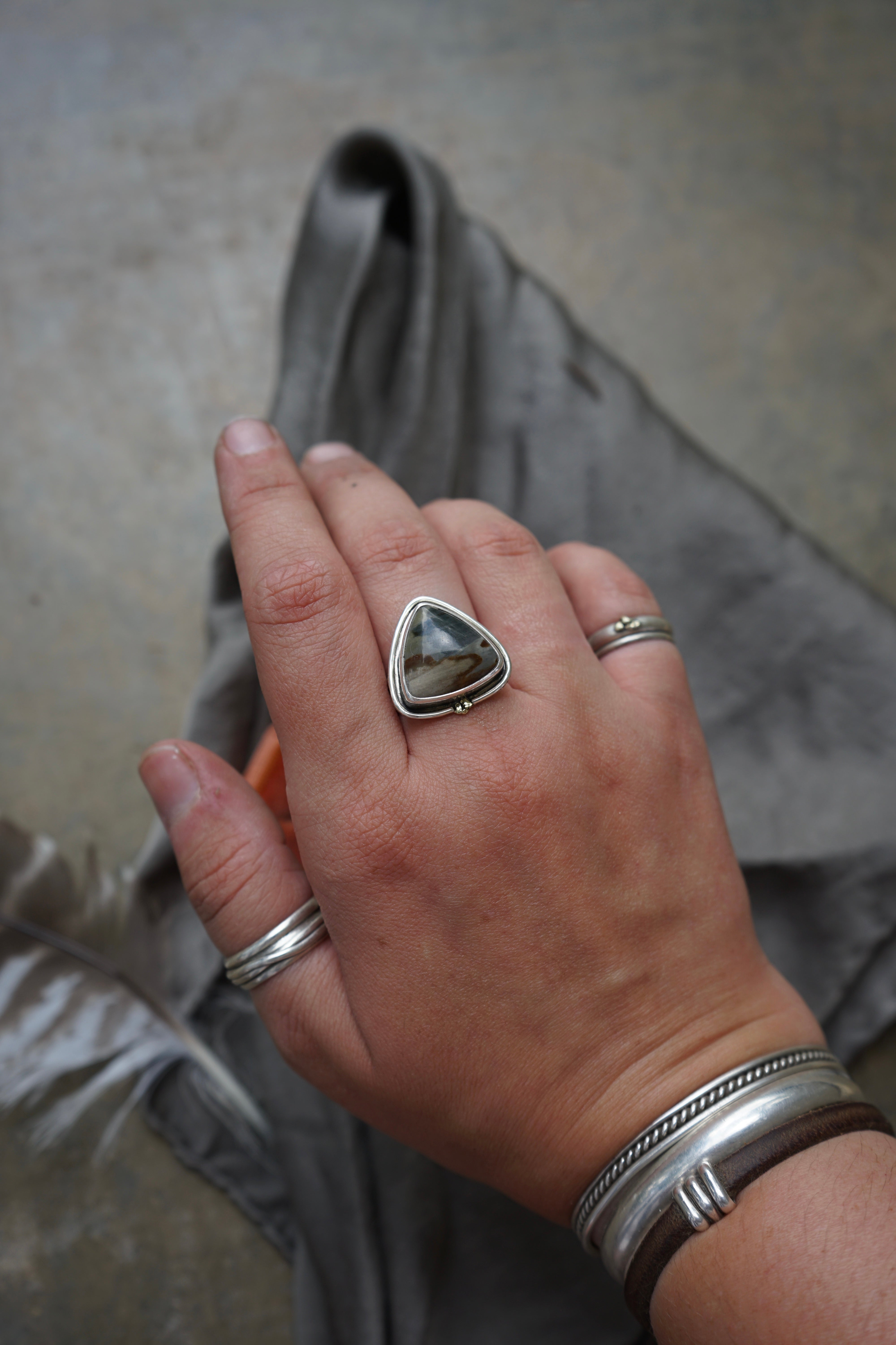 Polychrome Jasper Ring sz. 9