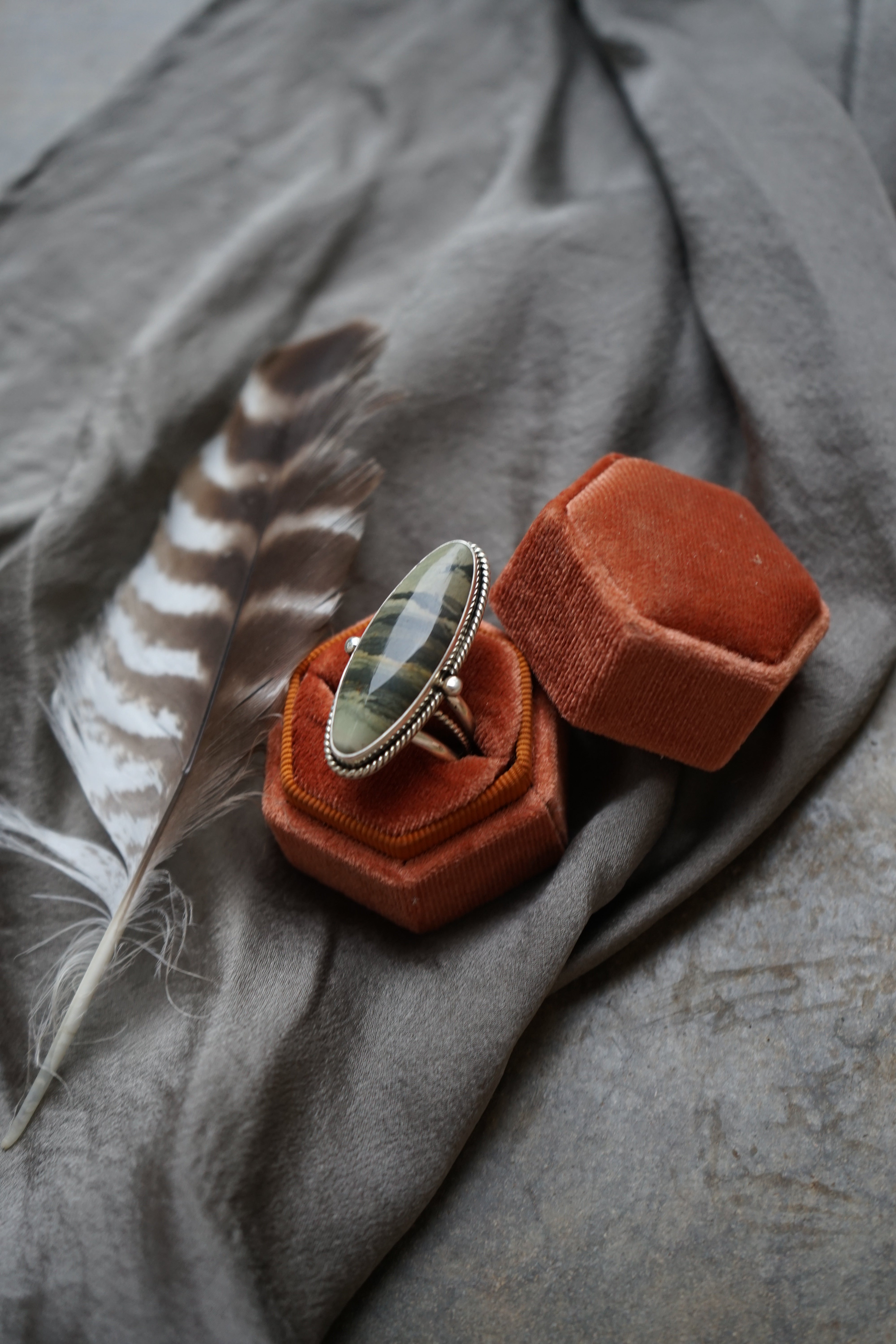 Oregon Landscape Jasper Ring sz. 9.25