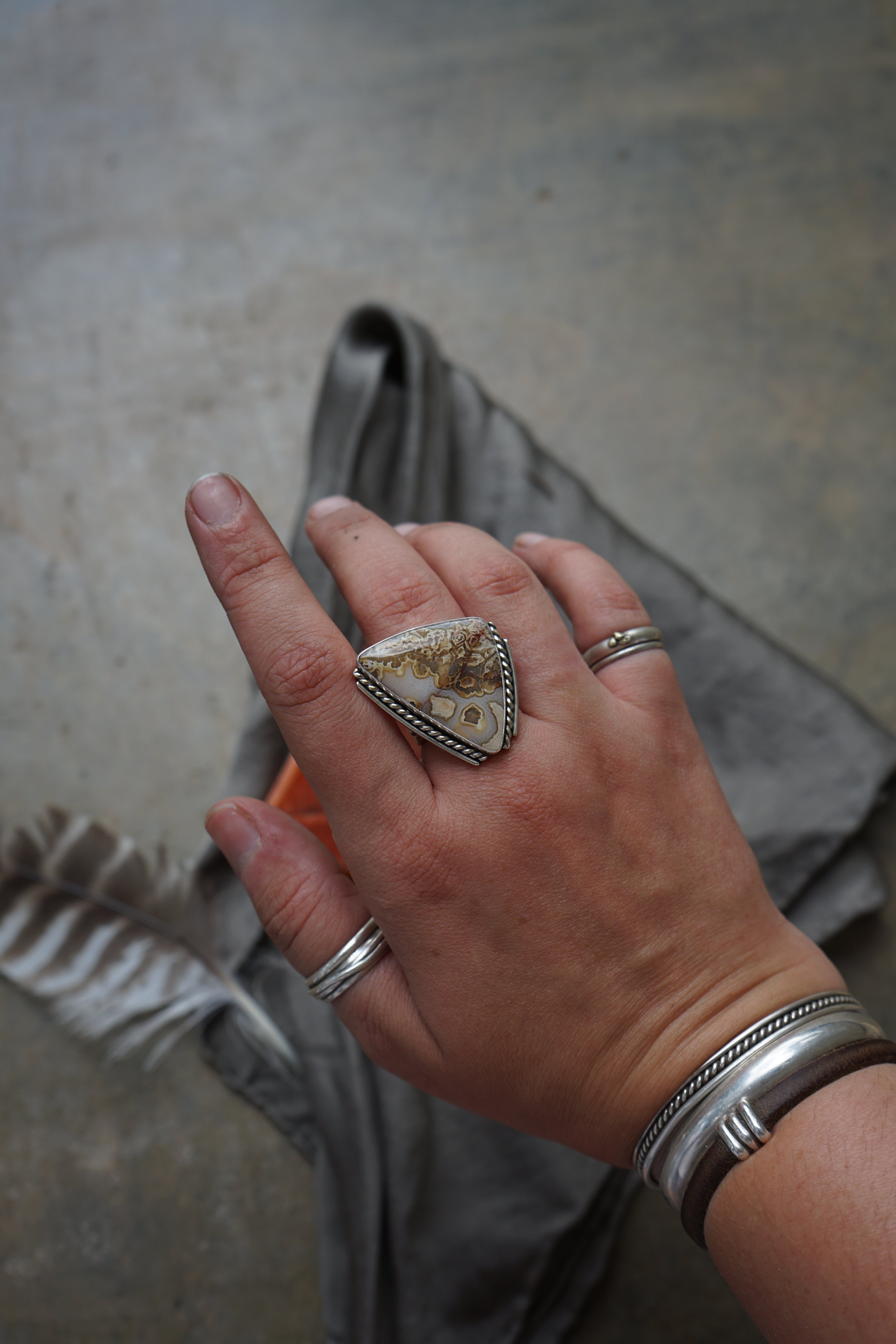 Crazy Lace Agate Ring sz. 7.75
