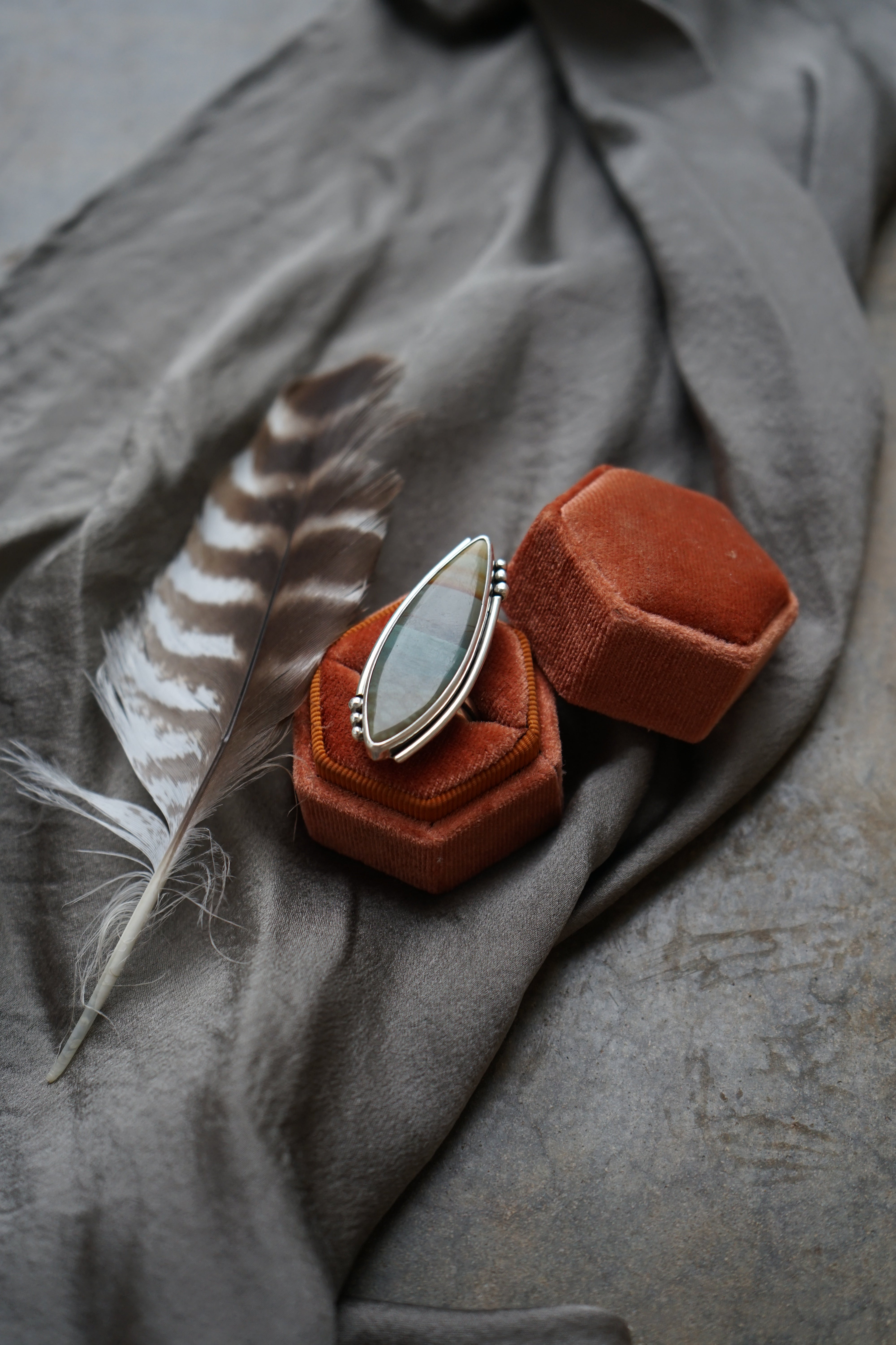 Deer Sky Jasper Ring sz. 8