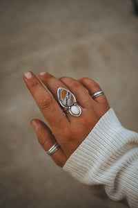 Sonoran Dendritic Rhyolite & Alaskan Walrus Ivory Ring sz. 8