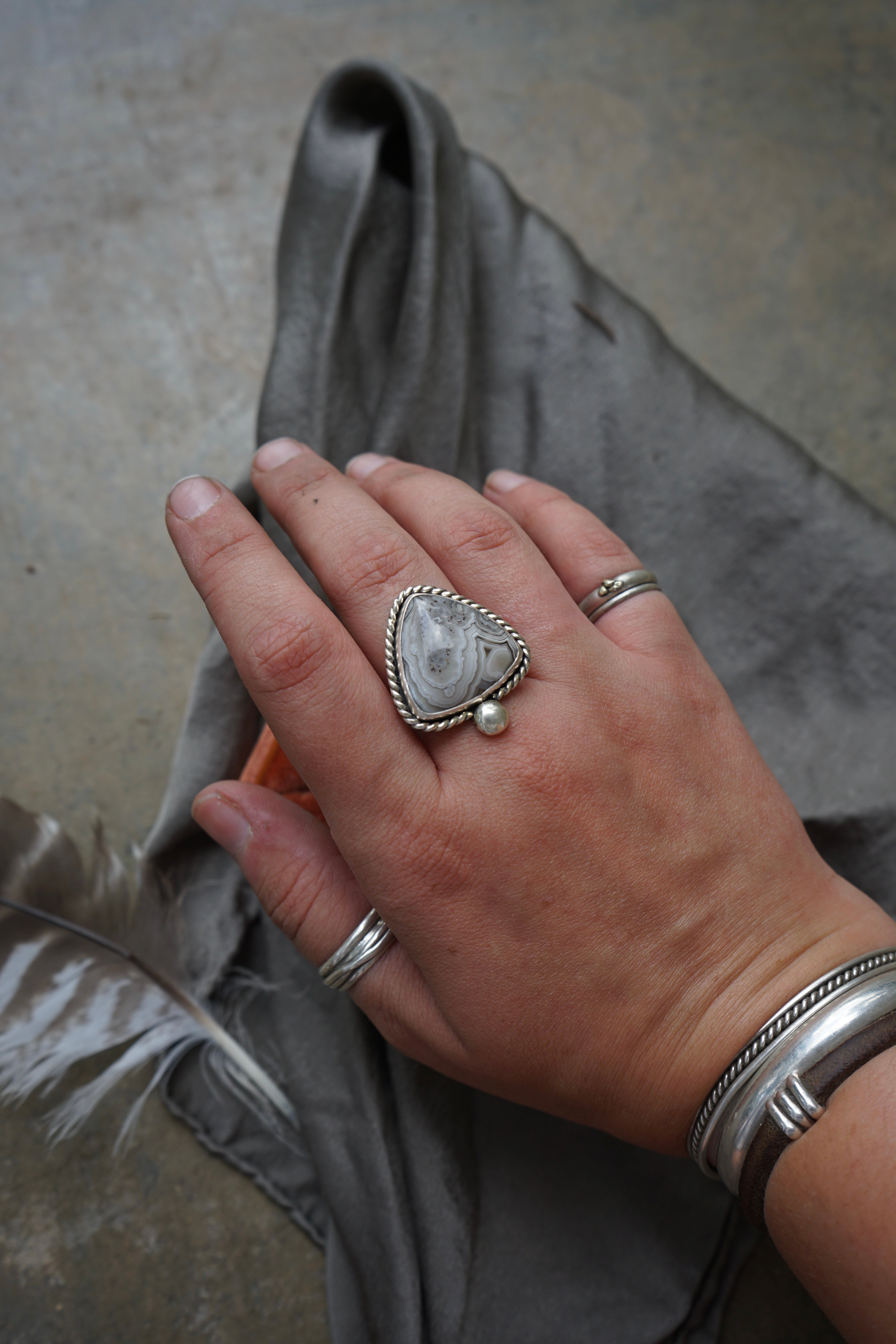 Crazy Lace Agate Ring sz. 9.5