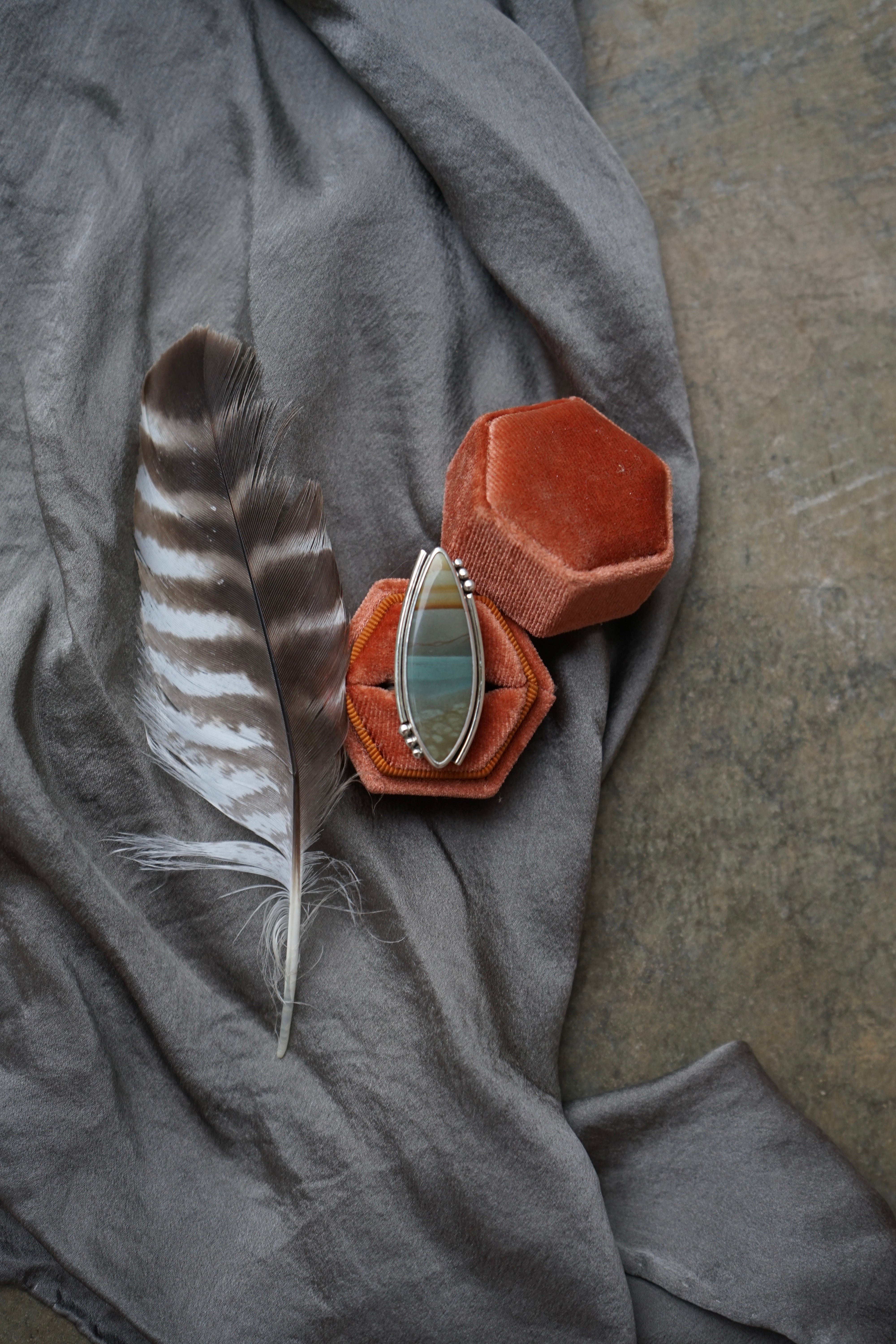Deer Sky Jasper Ring sz. 8