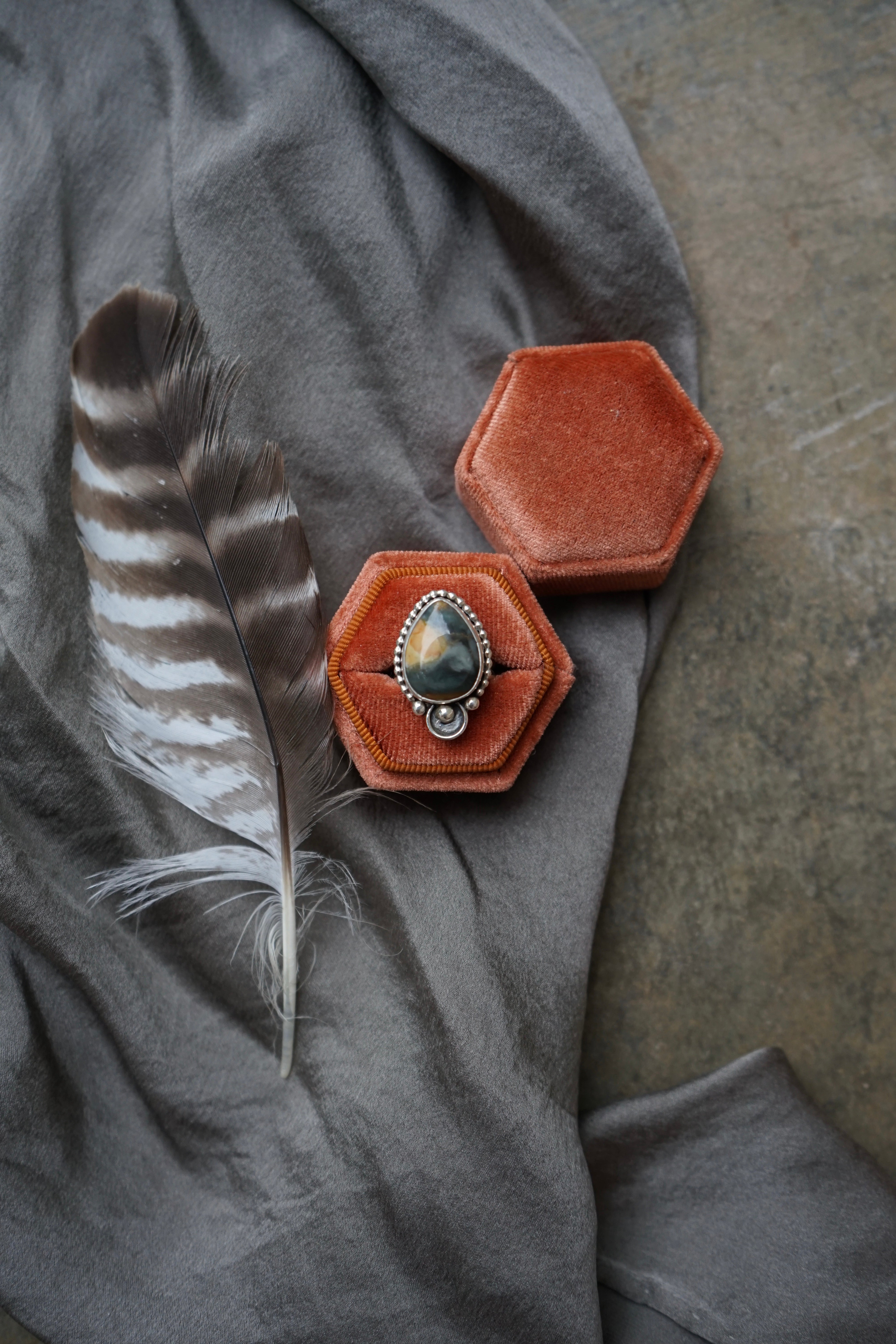 Blue Mountain Jasper Ring sz.6