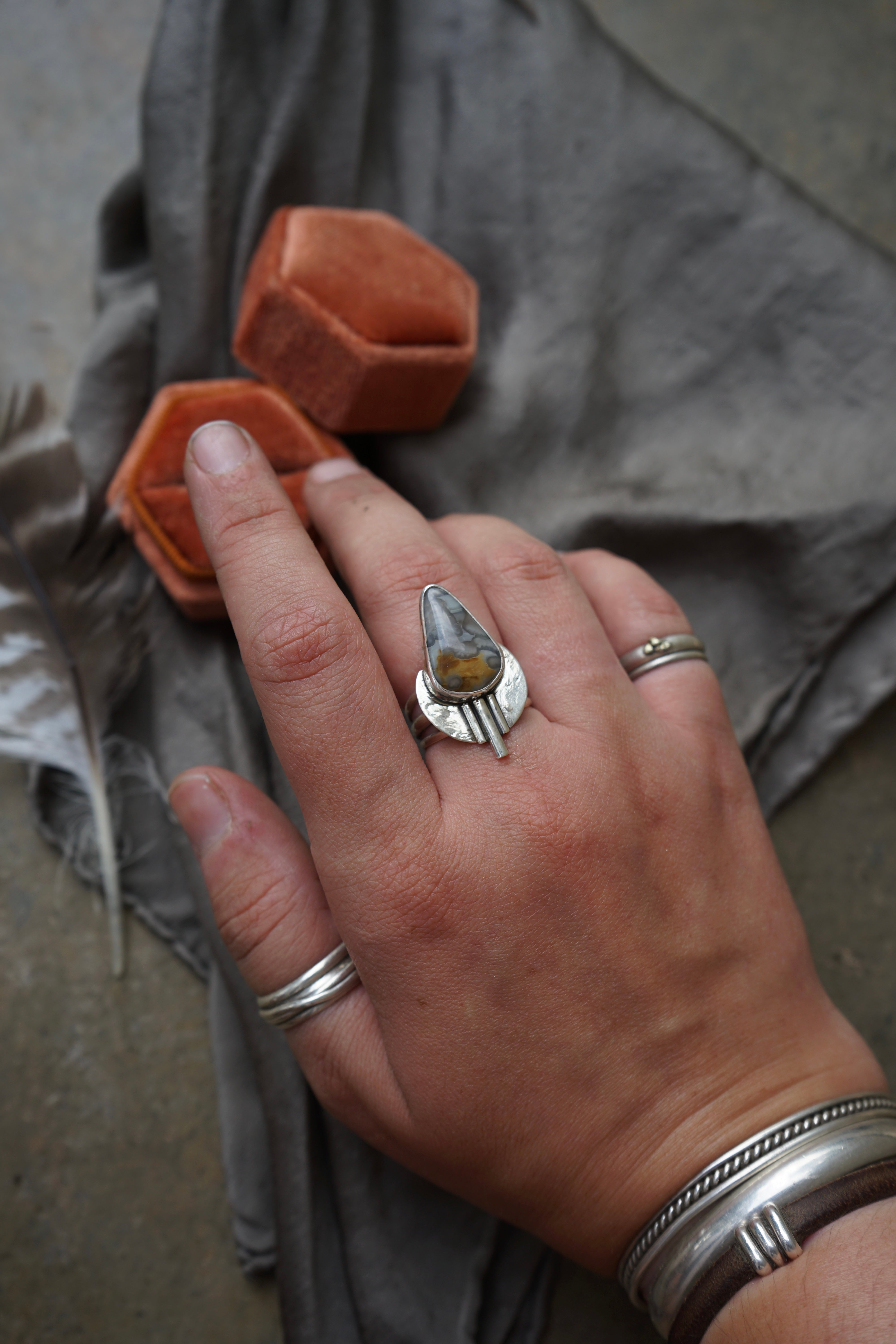 Tomahawk Jasper Ring sz. 8